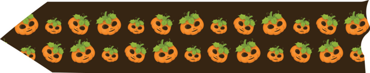 Happy halloween scary pumpkin washi tape on transparent background.

