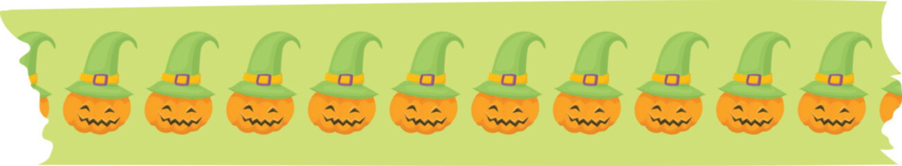 Fototapeta premium Happy halloween orange pumpkin washi tape on transparent background. 