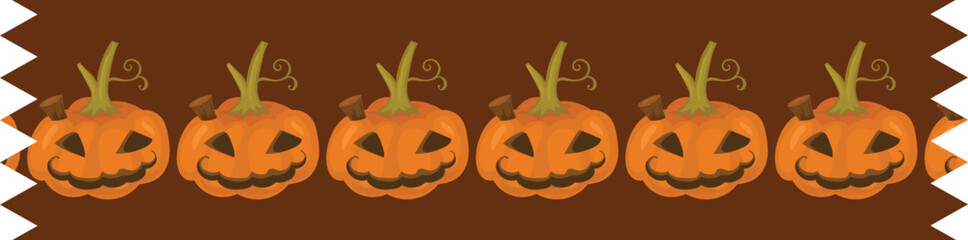 Happy halloween orange pumpkin washi tape on transparent background.
