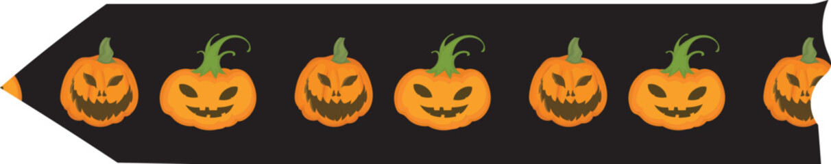 Happy halloween orange pumpkin washi tape on transparent background.
