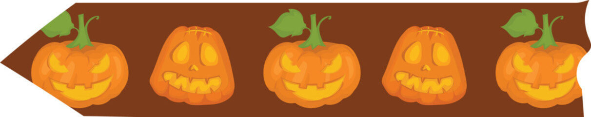 Happy halloween orange pumpkin washi tape on transparent background.
