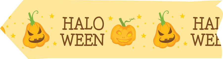 Halloween spooky pumpkin washi tape on transparent background.
