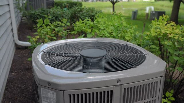 Home HVAC Air Conditioner system. Move camera shot