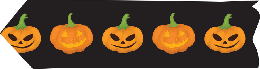 Halloween pumpkin washi tape on transparent background.
