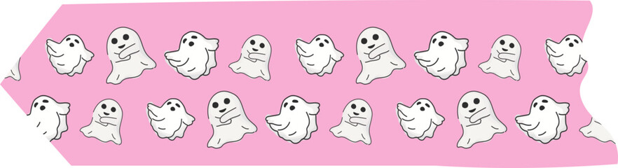 Halloween ghost washi tape on transparent background.
