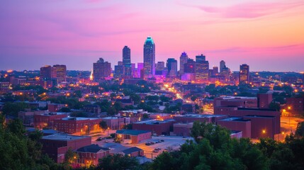 Obraz premium Charlotte city skyline at dusk
