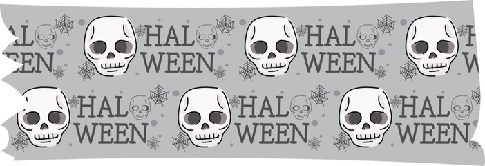Halloween skull washi tape on transparent background.
