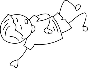 Cartoon boy sleep doodle illustration on transparent background.
