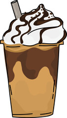 Chocolate milkshake illustration on transparent background.
