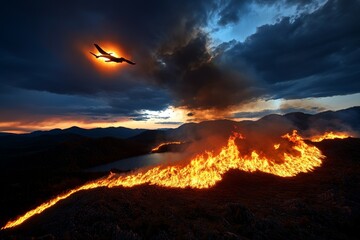 Dragon fire, uncontrollable blaze, wild and untamed ravages the landscape, leaving nothing but ash in its wake