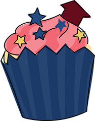 Congratulation cake cartoon doodle illustration on transparent background.
