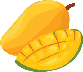 Cartoon mango illustration on transparent background.
