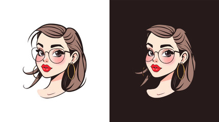 editable Beautiful girl cartoon face illustration. Cute anime gamer girl cartoon mascot logo vector  © Sakib