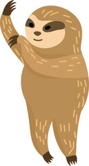 Fototapeta premium Cartoon sloth illustration on transparent background. 