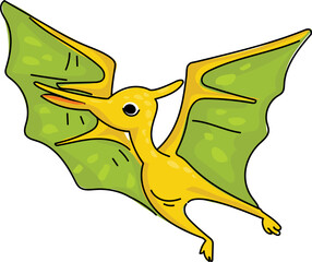 Cartoon pteranodon illustration on transparent background.  © OneyWhyStudio