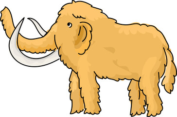 Cartoon mammoth illustration on transparent background.
