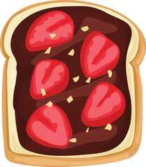 Chocolate strawberry on toast cartoon doodle illustration on transparent background.
