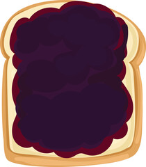 Blueberry jam on toast cartoon doodle illustration on transparent background.
