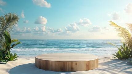 Obraz premium Tropical Beach Pedestal Scene
