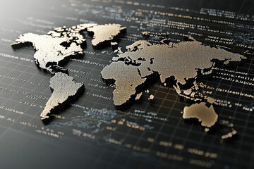 A 3D World Map Constructed of Gold: A Striking Visualization of Global Interconnectedness.