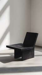 Modern Black Wooden Chair in Minimalist Interior