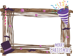 Christmas party frame illustration on transparent background.
