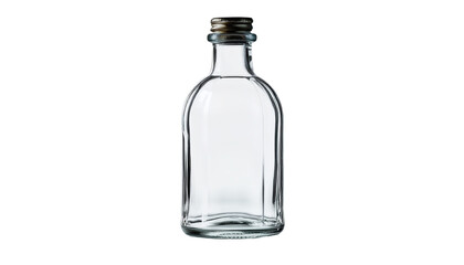 transparent empty glass bottle isolated on white background 