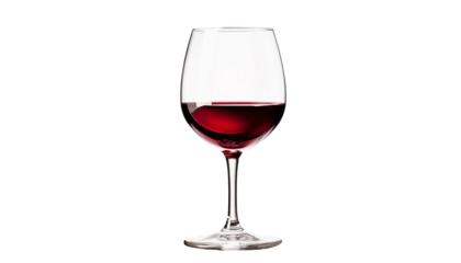 isolated transparent red wine in glass
