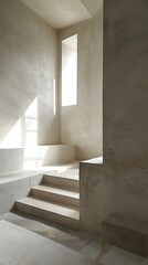 Obraz premium Concrete Stairs and Sunlight in a Modern Building