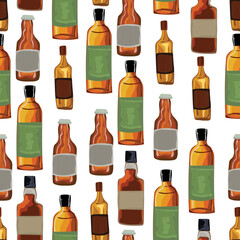 Whisky seamless pattern background.

