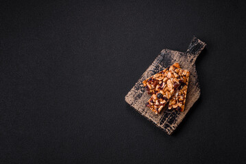 Delicious sweet nutrition bars with nuts, dried berries gluten free