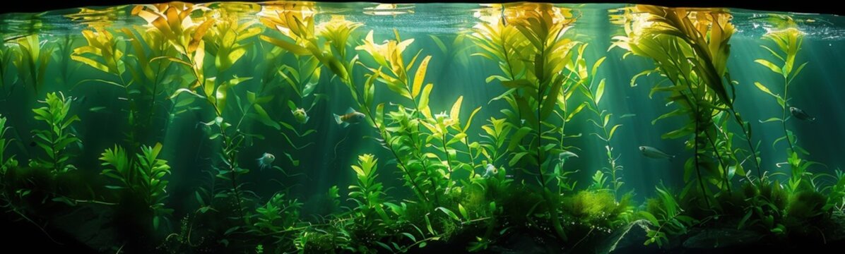 Many plants that are growing in the water, food background, banner, copy space