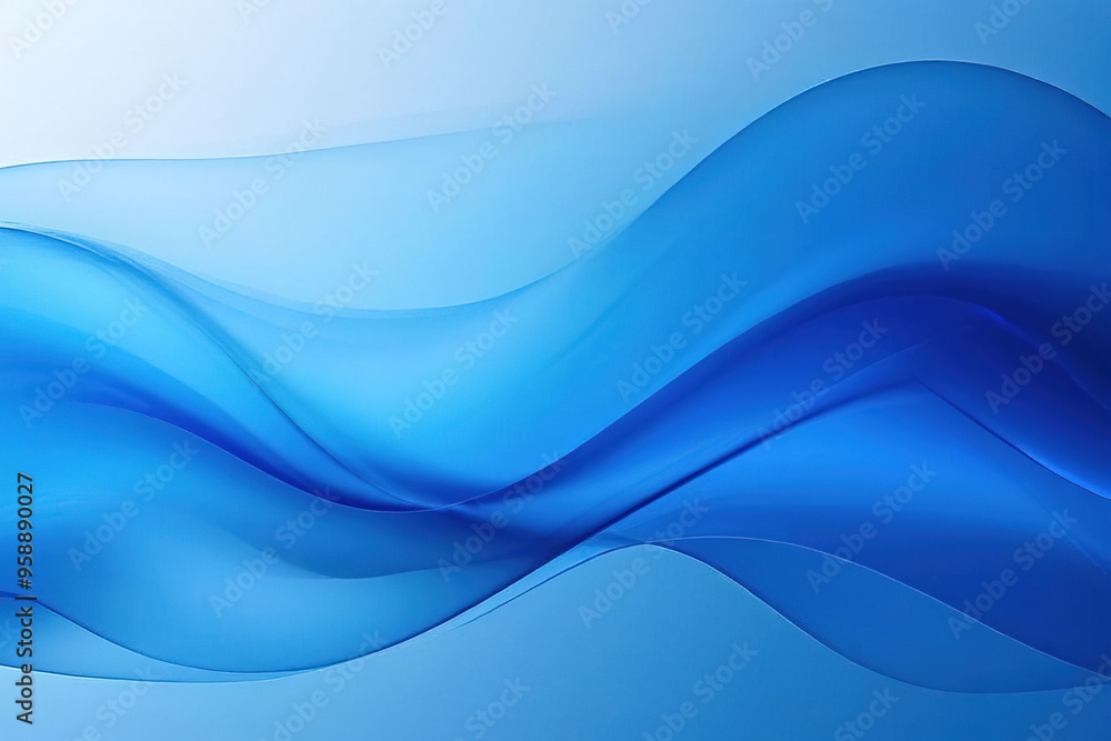 Poster abstract blue wavy background with smooth lines and soft gradient for design, presentation, and web.