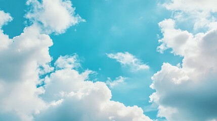 Blue Sky with White Fluffy Clouds