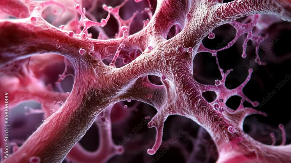 Aufkleber explore intricate details of cellular structures under high magnification in a vibrant visual repres