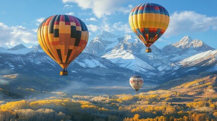 Obraz premium Hot Air Balloons Over Mountains
