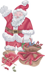 Santa claus decoration illustration on transparent background.
