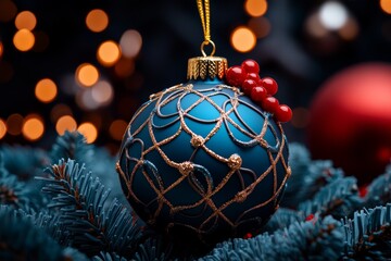 Abstract Christmas, interwoven lines, festive webs suggest the interconnectedness of holiday traditions