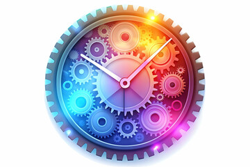 Fototapeta premium Flat Glowing Abstract Clock with Shifting Gears - Time Management Concept in Vibrant Colors and Motion Blur - Smart Business Vector Illustration