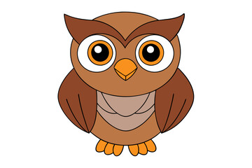 Cute Cartoon Owl Vector Illustration, Wildlife Animal Clipart