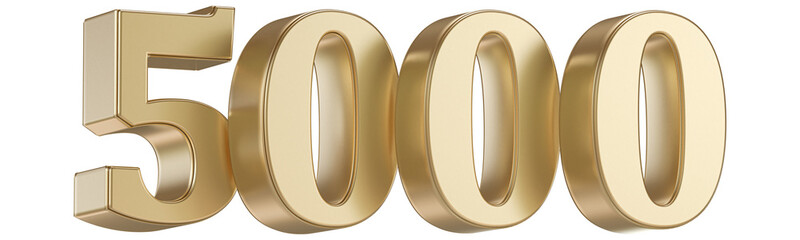 Gold 3D Follows 5000 Number