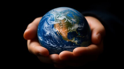 Globe in Human Hands Symbolizing Earth Care