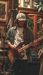Obraz premium Friends Rehearsing in Local Band with Enthusiasm and Creativity for Upcoming Gig