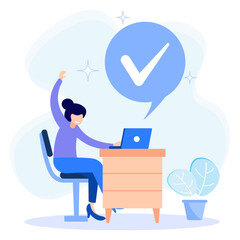 Illustration vector graphic cartoon character of completed work