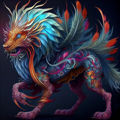 psychedelic portrait of a dragon