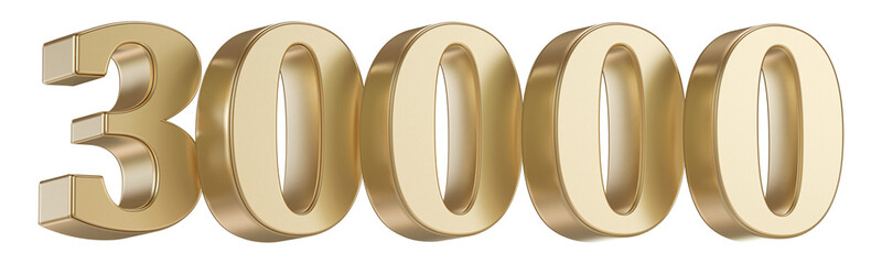 Gold 3D Follows 30000 Number