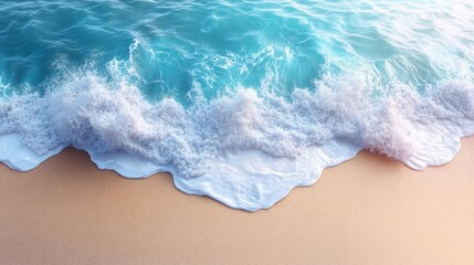 Obraz premium Waves Crashing on Sandy Beach Generative AI