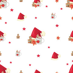 Christmas hat seamless pattern background.
