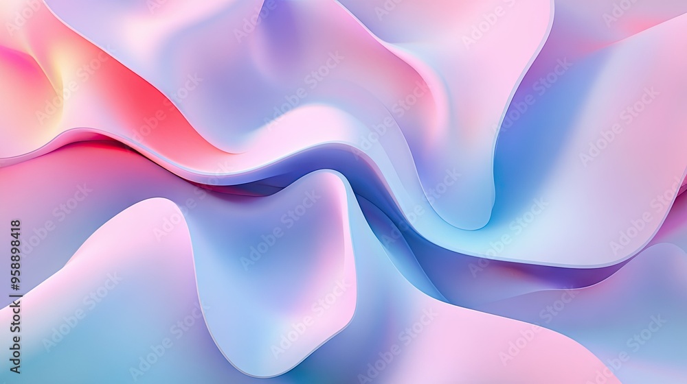 Aufkleber abstract 3d background featuring fluid curves and gradients in soft tones. ideal for minimalist desi