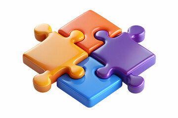 Flat Glowing Puzzle Pieces Forming Complete Picture - Dynamic Shot Symbolizing Problem Solving and Operational Management, Simple Vector Illustration with Smart Business Tone
